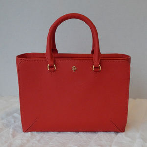 Tory Burch Emerson Zip Leather Tote Poppy NWT